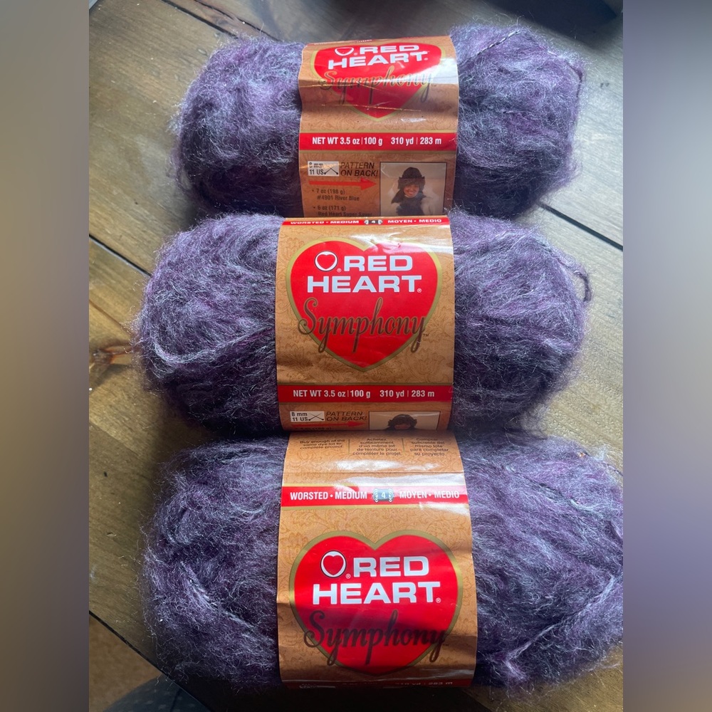 Red Heart Symphony Yarn - Mystic Purple - 3 Skeins